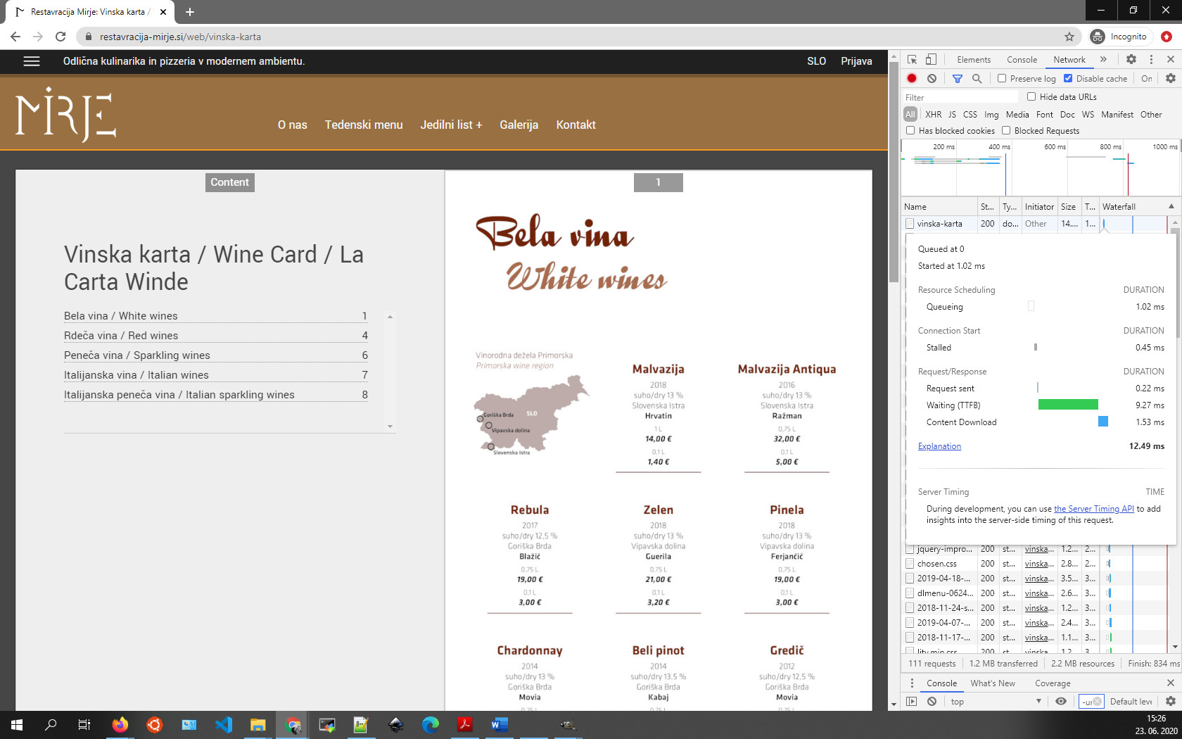 Restavracija Mirje - prikaz PDF Vinske karte; TTFB: 9.27ms; https://restavracija-mirje.si/web/vinska-karta