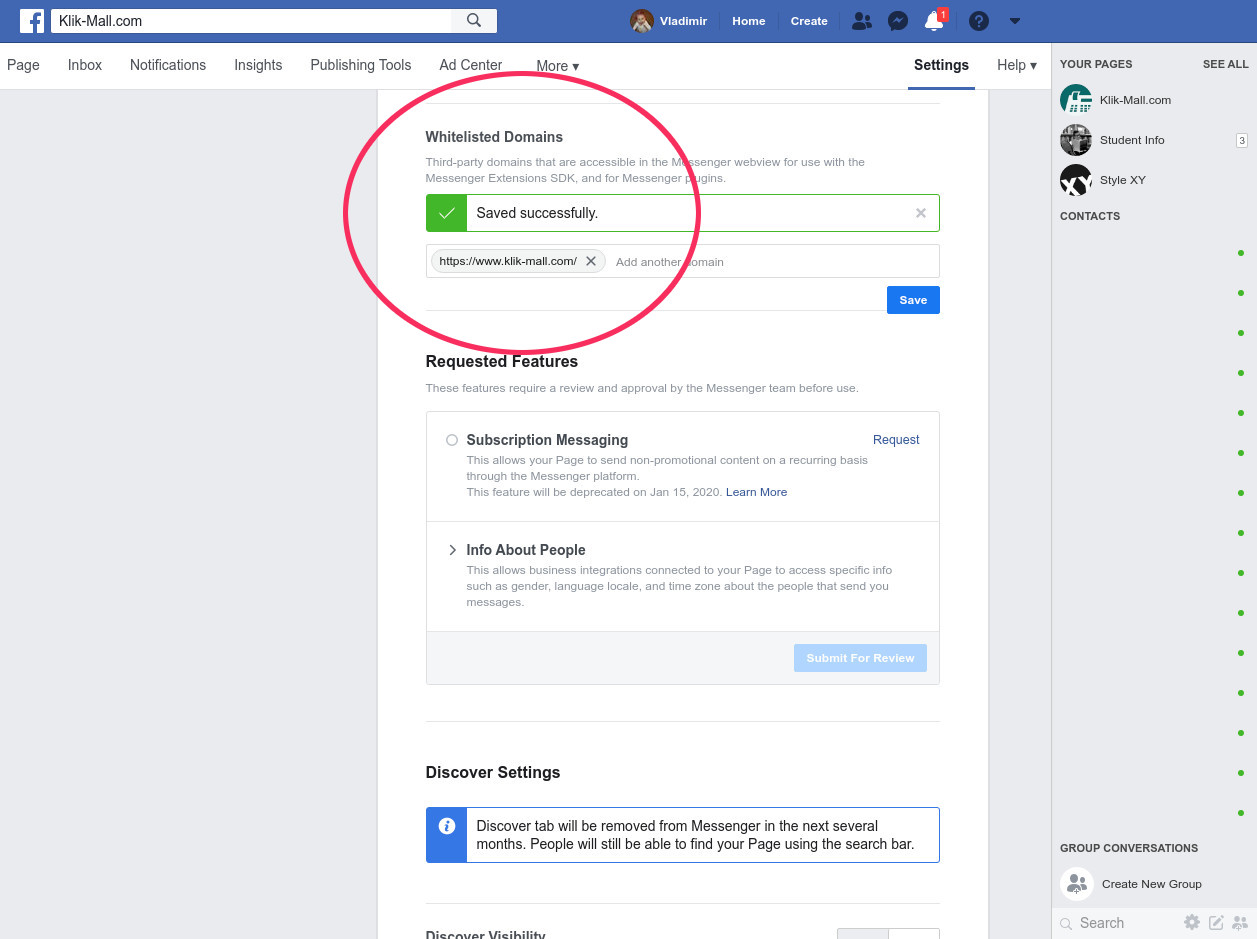 Facebook Whitelist Domains