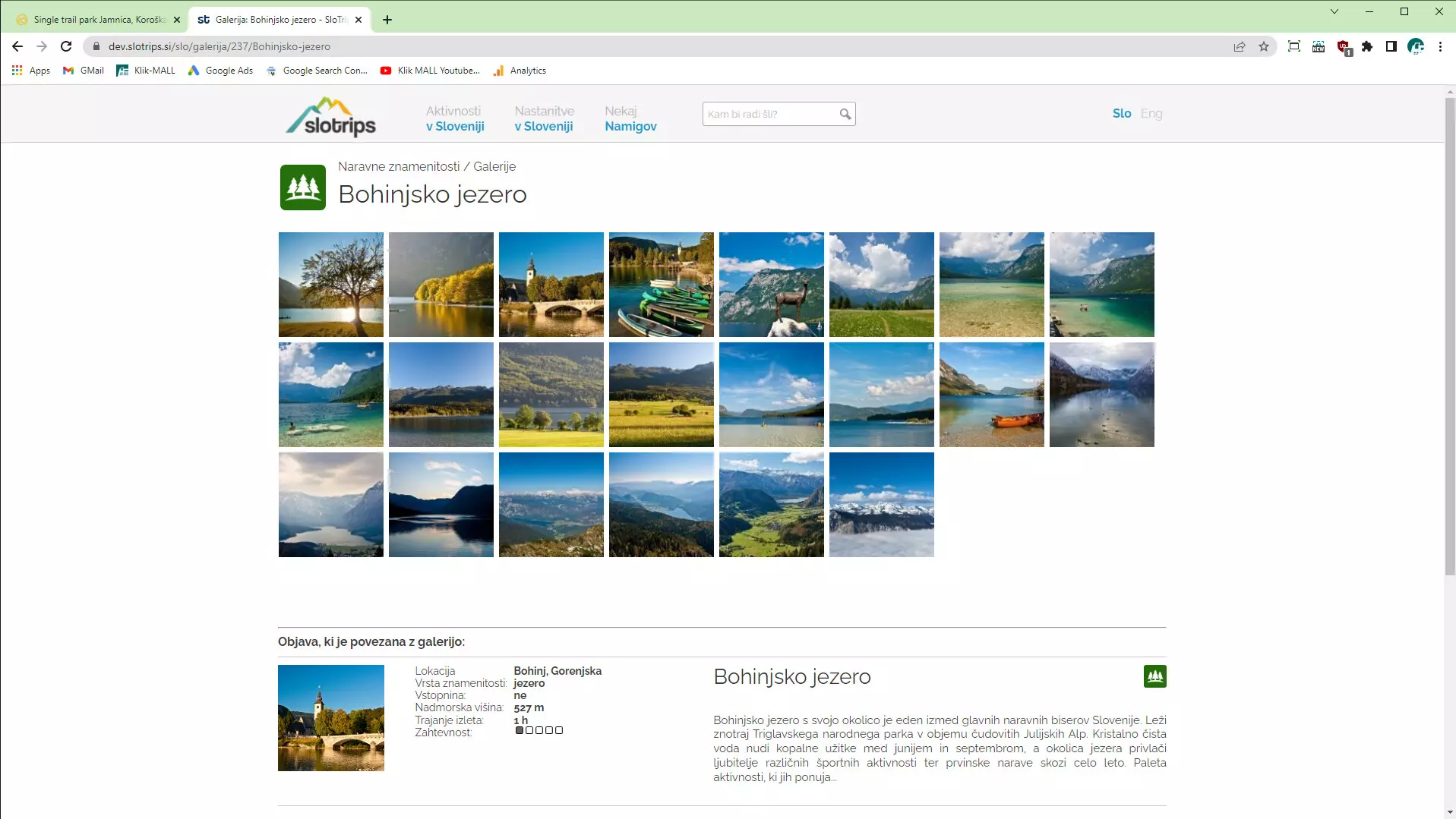 Prej: prikaz galerije posamezne strani - izleta, destinacije