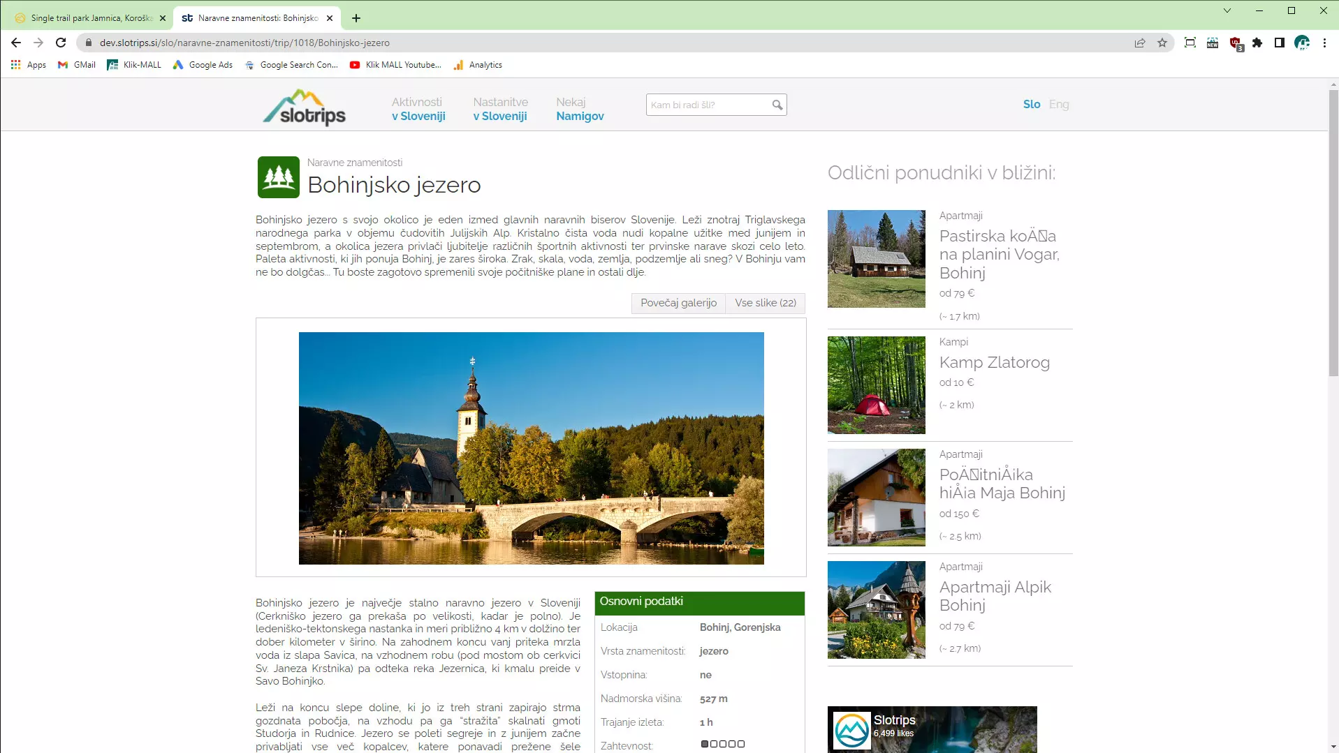 Prej: prikaz posamezne strani - izleta, destinacije