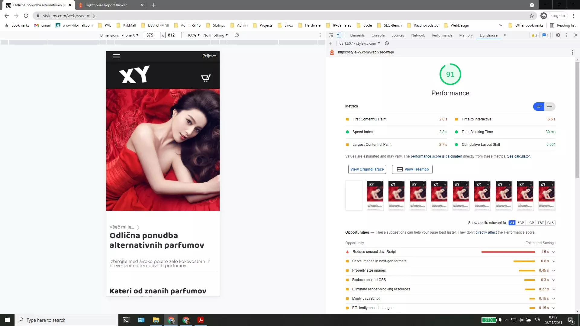 Core Web Vitals test - Mobile - Novo stanje